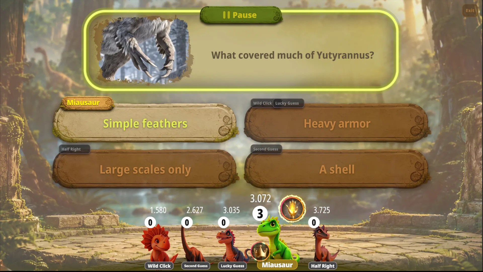 The answer reveal on the Dinosaur Quiz Trivia screen