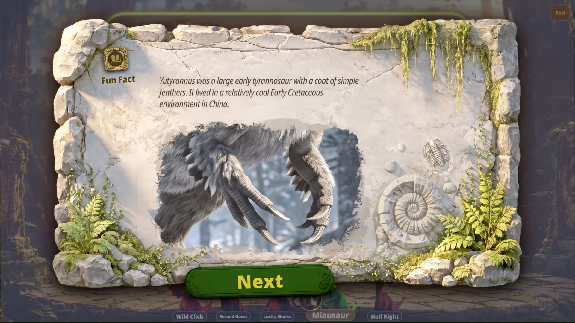A dinosaur fun fact shown between rounds